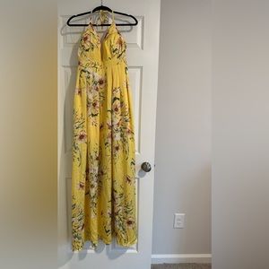 Yellow Floral Halter Dress 💐